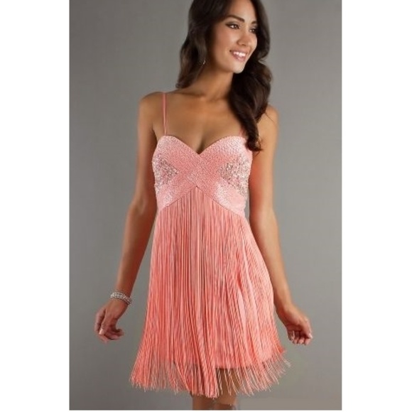 Dave & Johnny Dresses & Skirts - Fringe Sequin Beaded Cocktail Party Dress 5/6 Sexy